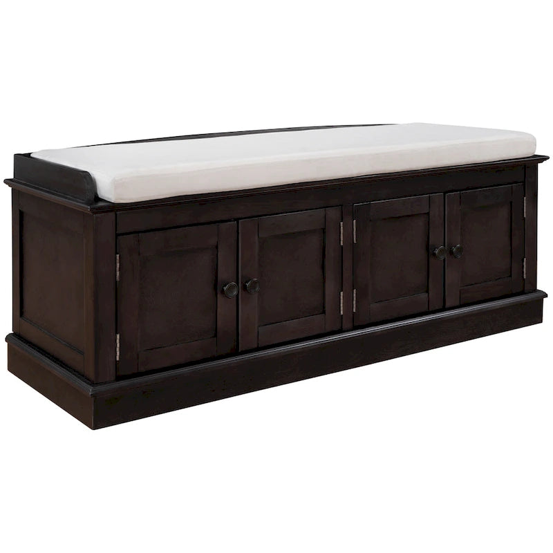 Banc de rangement avec 4 portes et étagères réglables
