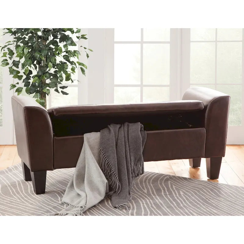 Banc de rangement capitonné transitionnel Grafton Home Claire