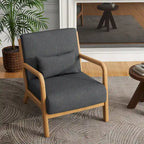 Fauteuil d'appoint rembourré de style Mid-Century Modern avec structure en bois