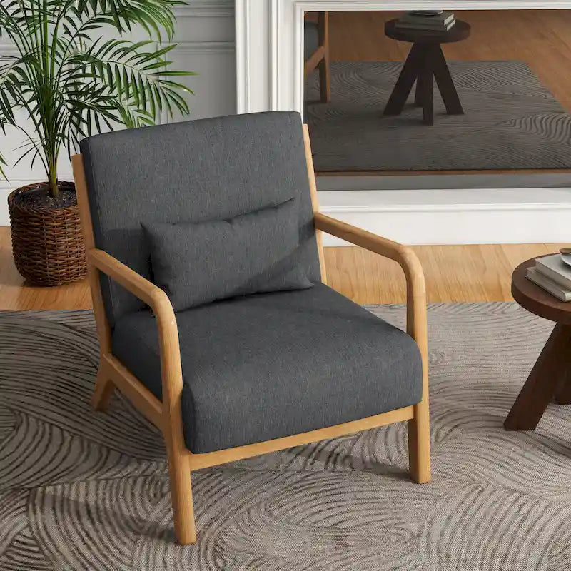 Fauteuil d'appoint rembourré de style Mid-Century Modern avec structure en bois