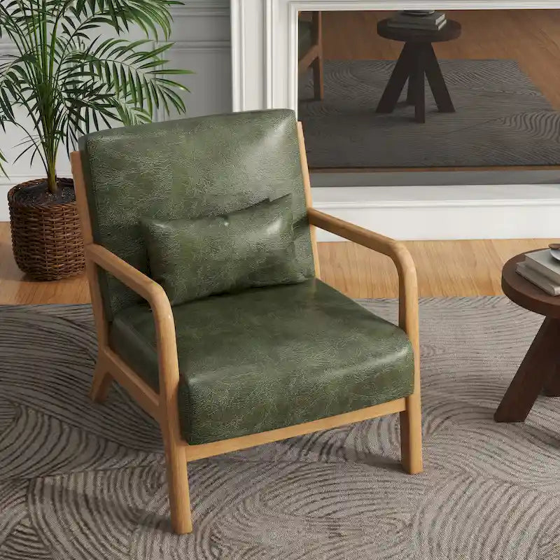 Fauteuil d'appoint rembourré de style Mid-Century Modern avec structure en bois