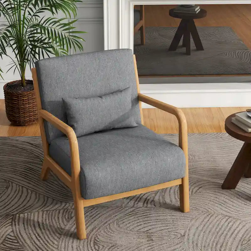 Fauteuil d'appoint rembourré de style Mid-Century Modern avec structure en bois