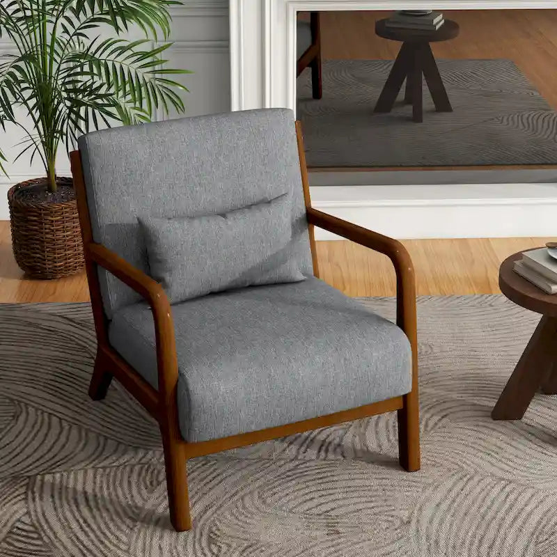Fauteuil d'appoint rembourré de style Mid-Century Modern avec structure en bois