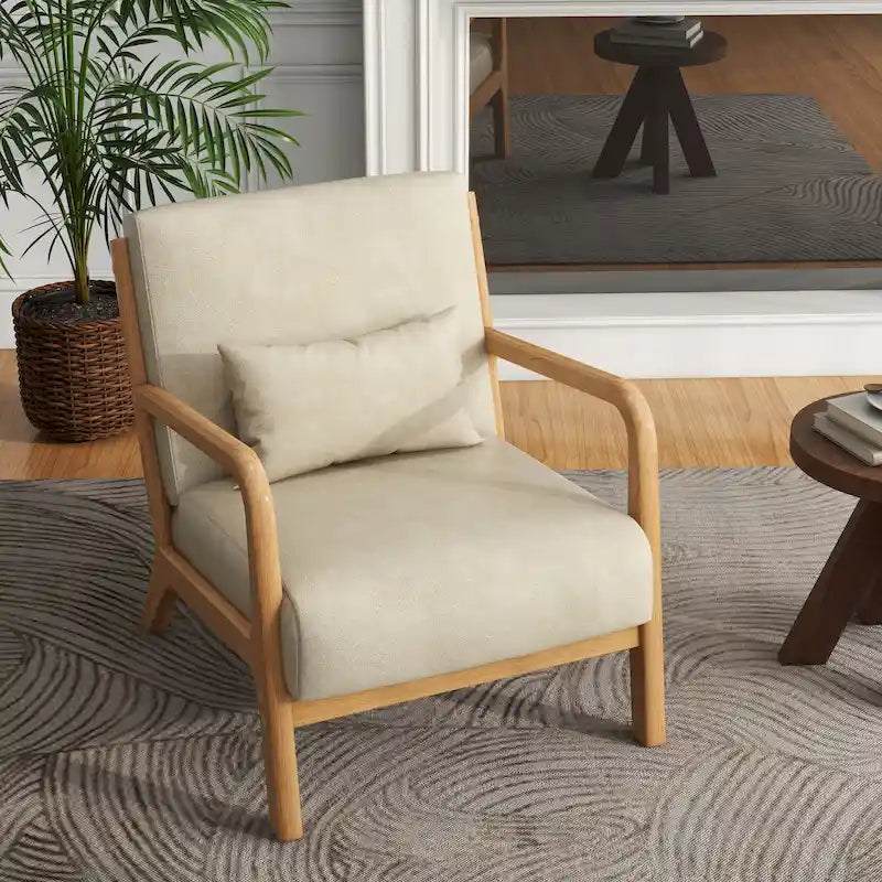 Fauteuil d'appoint rembourré de style Mid-Century Modern avec structure en bois