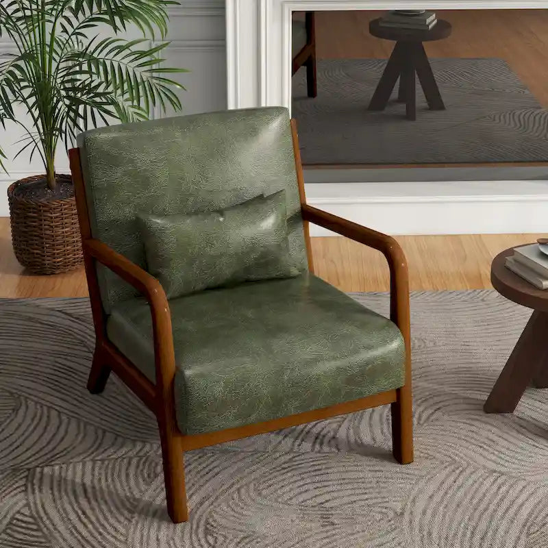Fauteuil d'appoint rembourré de style Mid-Century Modern avec structure en bois