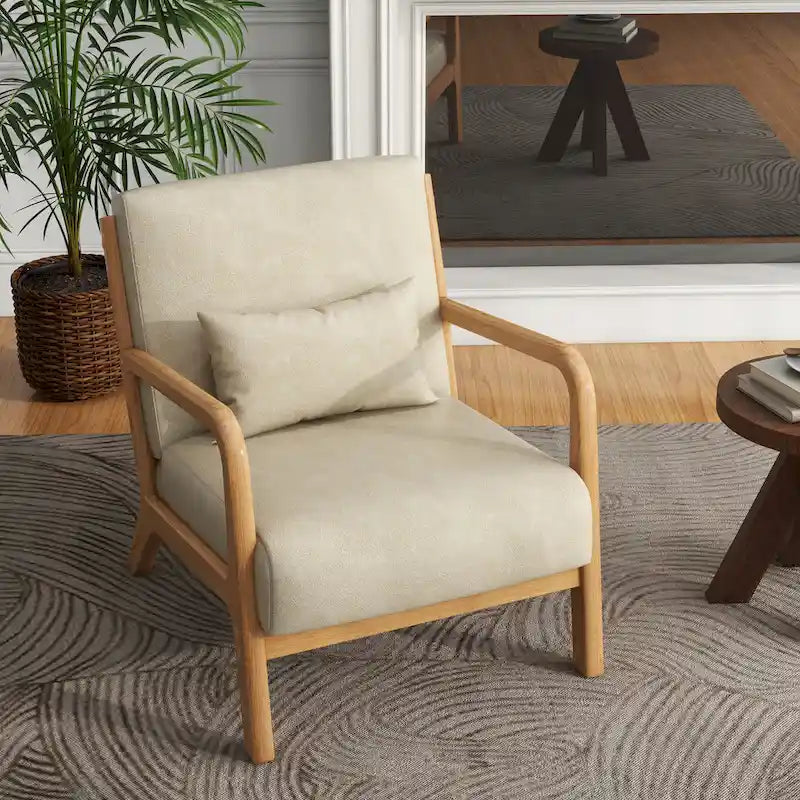 Fauteuil d'appoint rembourré de style Mid-Century Modern avec structure en bois