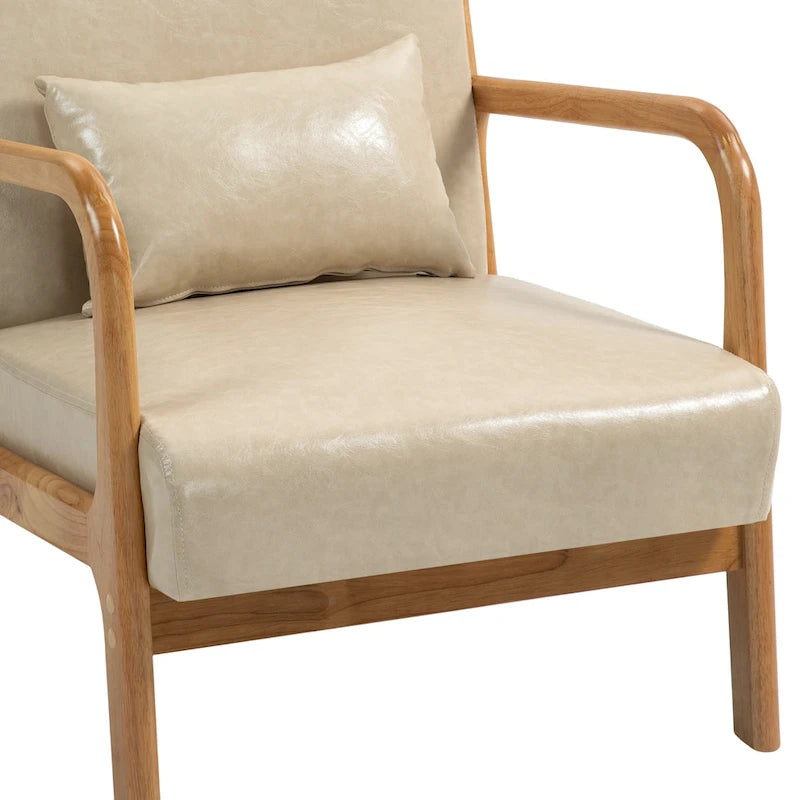 Fauteuil d'appoint rembourré de style Mid-Century Modern avec structure en bois