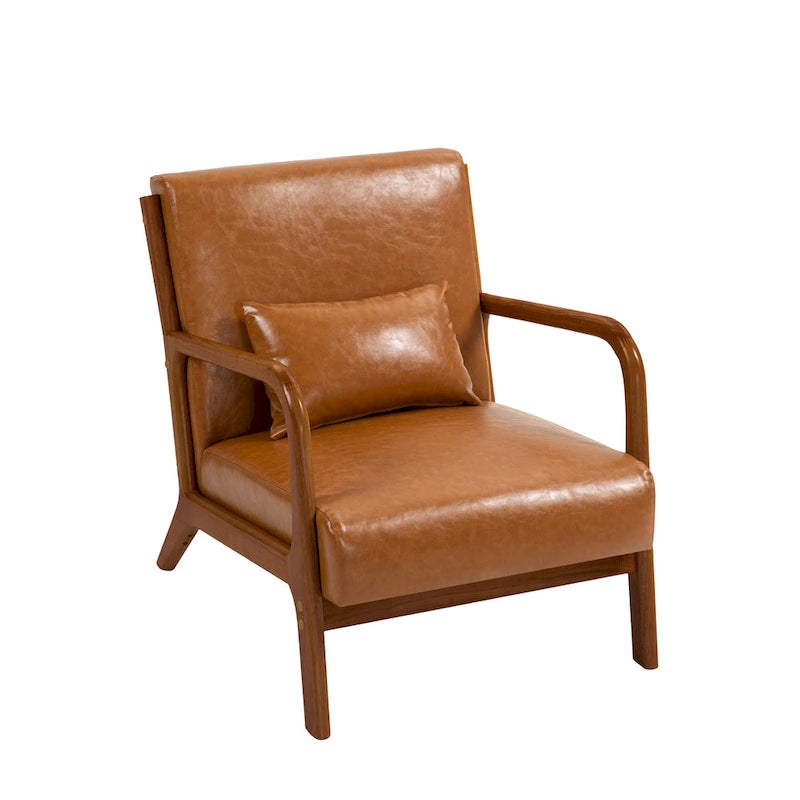 Fauteuil d'appoint rembourré de style Mid-Century Modern avec structure en bois