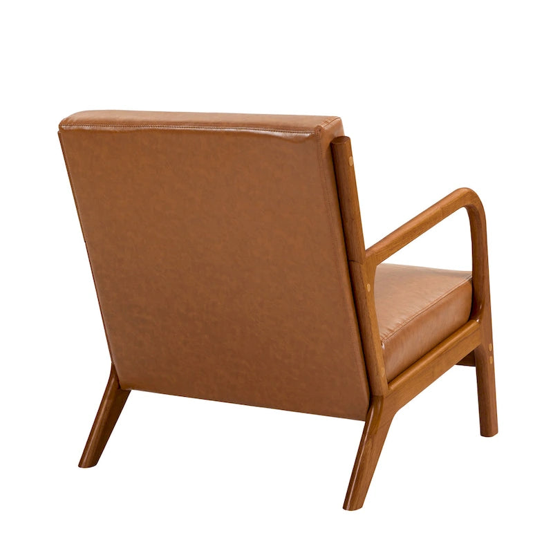 Fauteuil d'appoint rembourré de style Mid-Century Modern avec structure en bois