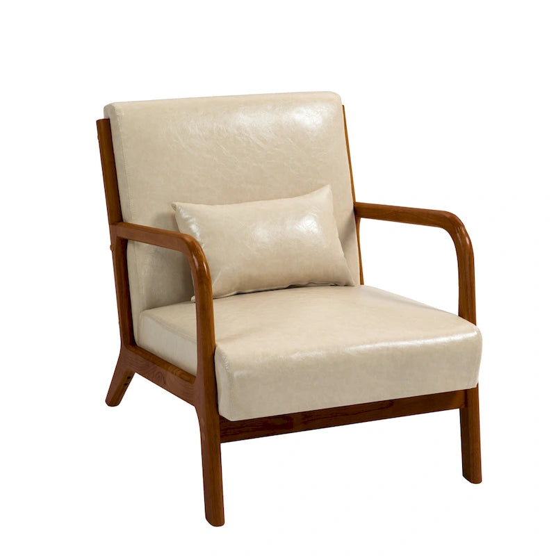 Fauteuil d'appoint rembourré de style Mid-Century Modern avec structure en bois