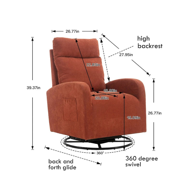 Fauteuil à bascule pivotant et inclinable rembourré