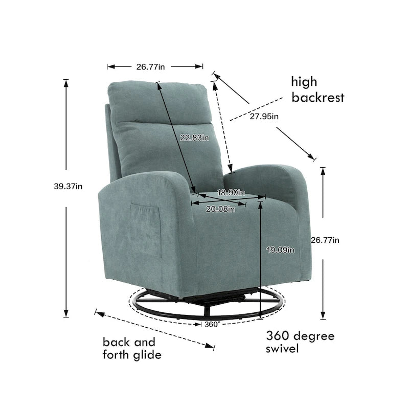 Fauteuil à bascule pivotant et inclinable rembourré