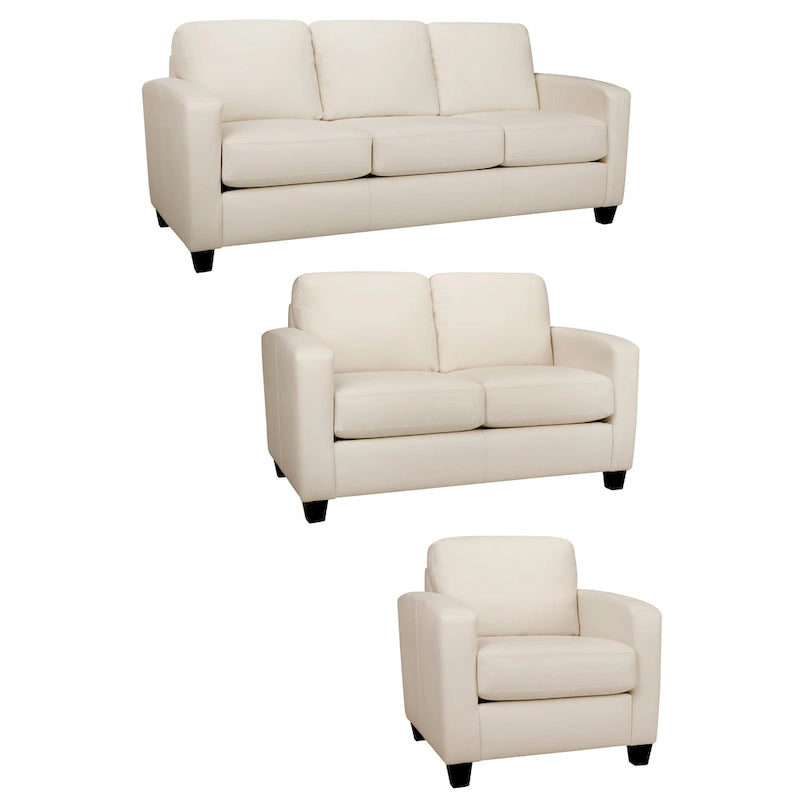 Ensemble canapé, causeuse et fauteuil en cuir pleine fleur italien Bryce