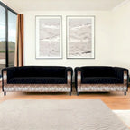 Coast to Coast Sofas Ensemble canapé et causeuse de style moderne du milieu du siècle, cadre en bois massif, rembourré