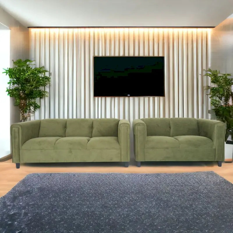 Coast to Coast Sofas Ensemble canapé et causeuse de style moderne du milieu du siècle, cadre en bois massif, rembourré