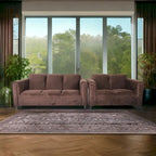 Coast to Coast Sofas Ensemble canapé et causeuse de style moderne du milieu du siècle, cadre en bois massif, rembourré