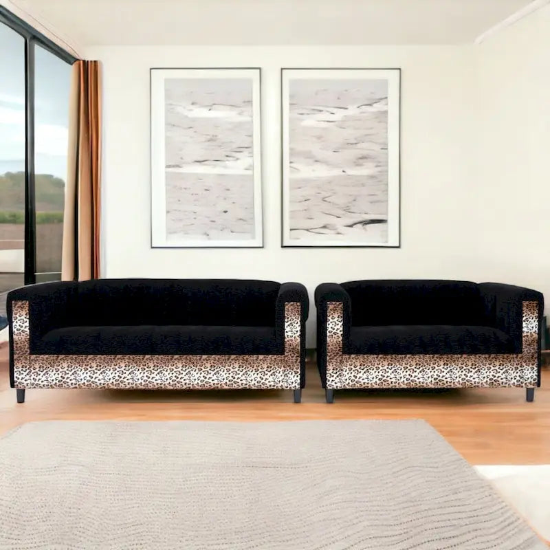 Coast to Coast Sofas Ensemble canapé et causeuse de style moderne du milieu du siècle, cadre en bois massif, rembourré
