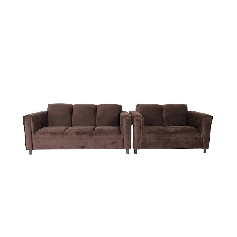 Coast to Coast Sofas Ensemble canapé et causeuse de style moderne du milieu du siècle, cadre en bois massif, rembourré