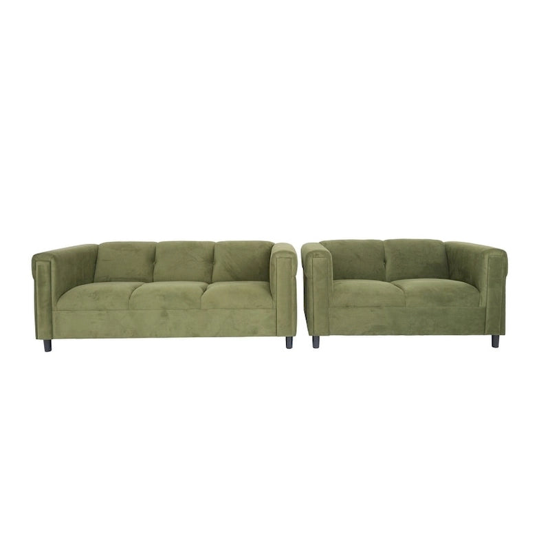Coast to Coast Sofas Ensemble canapé et causeuse de style moderne du milieu du siècle, cadre en bois massif, rembourré