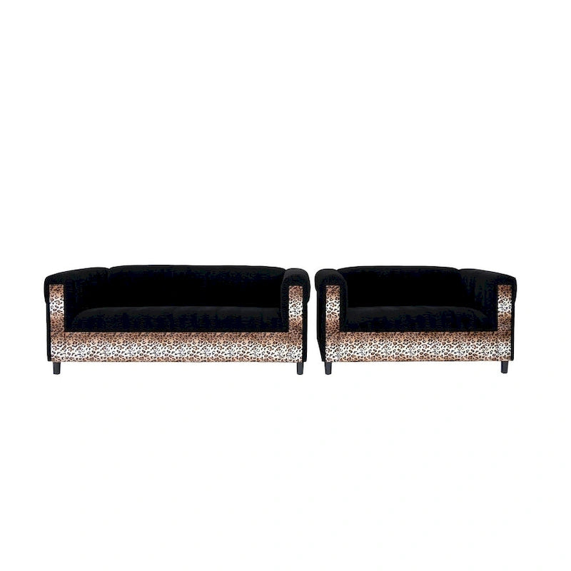 Coast to Coast Sofas Ensemble canapé et causeuse de style moderne du milieu du siècle, cadre en bois massif, rembourré