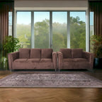 Coast to Coast Sofas Ensemble canapé et causeuse de style moderne du milieu du siècle, cadre en bois massif, rembourré