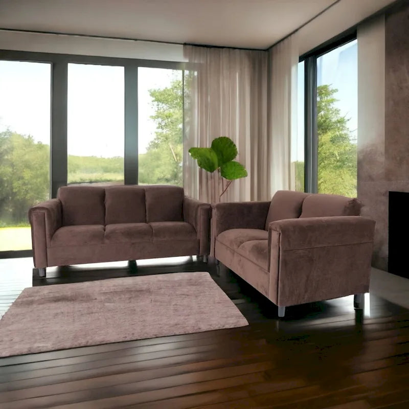 Coast to Coast Sofas Ensemble canapé et causeuse de style moderne du milieu du siècle, cadre en bois massif, rembourré
