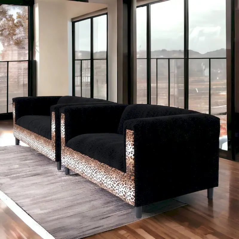Coast to Coast Sofas Ensemble canapé et causeuse de style moderne du milieu du siècle, cadre en bois massif, rembourré