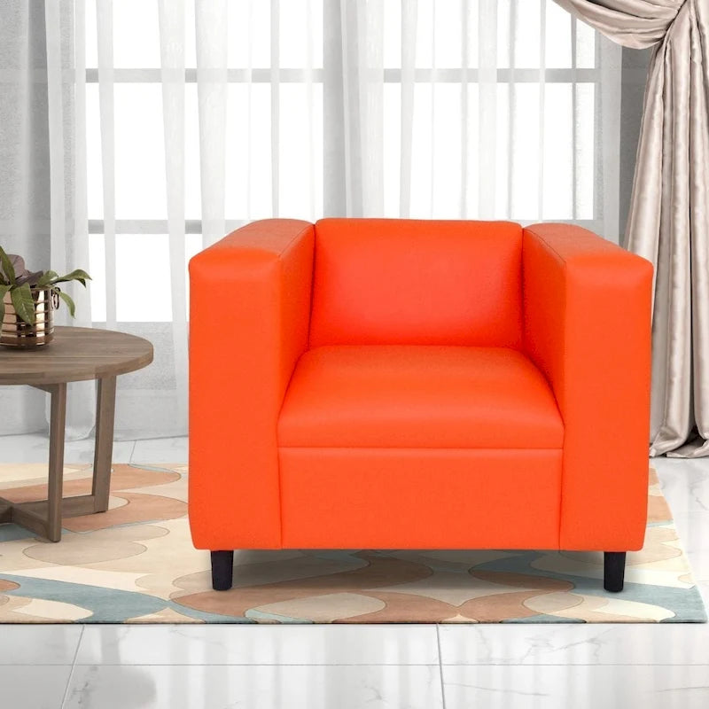 Coast to Coast Sofas Fauteuil canapé moderne du milieu du siècle en similicuir avec cadre en bois massif et rembourrage