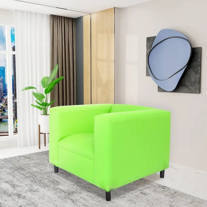 Coast to Coast Sofas Mid Century Modern Sofa Chair Faux Leather Solid Wood Frame Upholstered