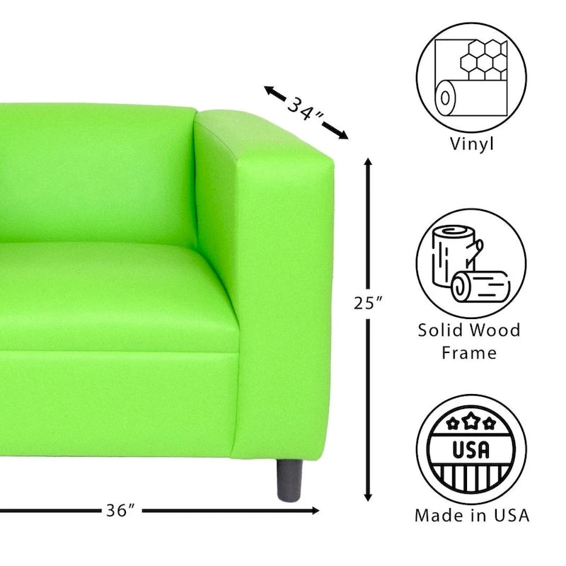 Coast to Coast Sofas Fauteuil canapé moderne du milieu du siècle en similicuir avec cadre en bois massif et rembourrage