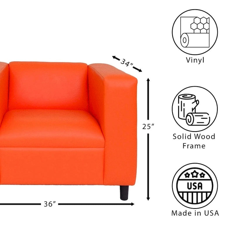 Coast to Coast Sofas Fauteuil canapé moderne du milieu du siècle en similicuir avec cadre en bois massif et rembourrage