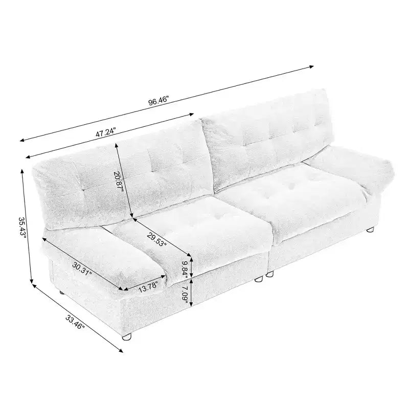 Canapé deux places Cloud 96 po, canapé rembourré 4L -ModernLuxe