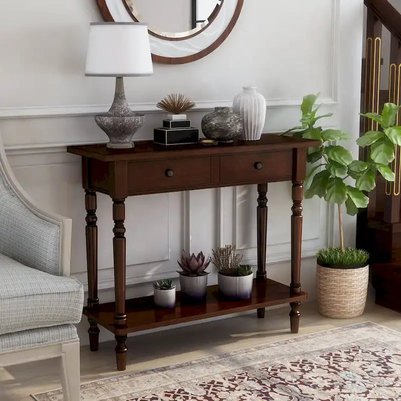 Console de 96,5 cm de largeur en bois et à 1 étagère de style traditionnel Jeln par Furniture of America