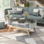 Table basse Tevi Modern 1 étagère avec plateau en verre de 47 pouces par Furniture of America