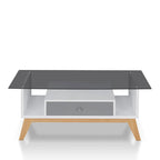 Table basse Tevi Modern 1 étagère avec plateau en verre de 47 pouces par Furniture of America