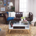 Table basse Tevi Modern 1 étagère avec plateau en verre de 47 pouces par Furniture of America