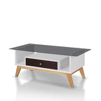 Table basse Tevi Modern 1 étagère avec plateau en verre de 47 pouces par Furniture of America