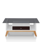 Table basse Tevi Modern 1 étagère avec plateau en verre de 47 pouces par Furniture of America
