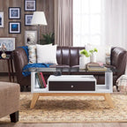 Table basse Tevi Modern 1 étagère avec plateau en verre de 47 pouces par Furniture of America