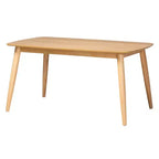 Ensemble de salle à manger 5 pièces Baxton Studio Kyoto moderne bohème en bois finition brun naturel et rotin