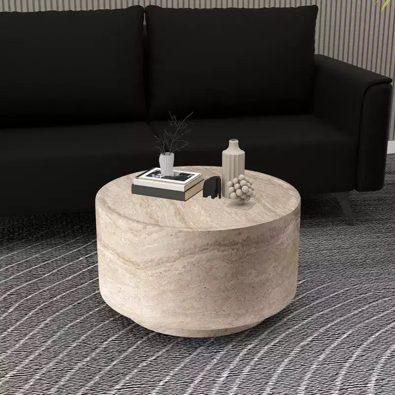 LeisureMod Terra Table Basse Ronde 36 en Fibre de Verre - Table d'Appoint Résistante aux Intempéries pour Intérieur et Extérieur, Design Minimaliste pour Salon, Bureau ou Patio