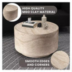 LeisureMod Terra Table Basse Ronde 36 en Fibre de Verre - Table d'Appoint Résistante aux Intempéries pour Intérieur et Extérieur, Design Minimaliste pour Salon, Bureau ou Patio