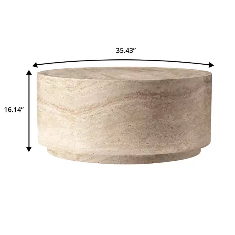 LeisureMod Terra Table Basse Ronde 36 en Fibre de Verre - Table d'Appoint Résistante aux Intempéries pour Intérieur et Extérieur, Design Minimaliste pour Salon, Bureau ou Patio