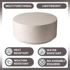 LeisureMod Terra Table Basse Ronde 36 en Fibre de Verre - Table d'Appoint Résistante aux Intempéries pour Intérieur et Extérieur, Design Minimaliste pour Salon, Bureau ou Patio