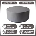 LeisureMod Terra Table Basse Ronde 36 en Fibre de Verre - Table d'Appoint Résistante aux Intempéries pour Intérieur et Extérieur, Design Minimaliste pour Salon, Bureau ou Patio