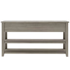 Table console de style rétro avec 2 étagères ouvertes et 3 tiroirs, cadre et pieds en bois de pin massif pour salon, entrée