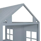 Lit cabane en bois double/complet, lit plateforme en bois avec lit gigogne double, blanc/gris, 4L -ModernLuxe