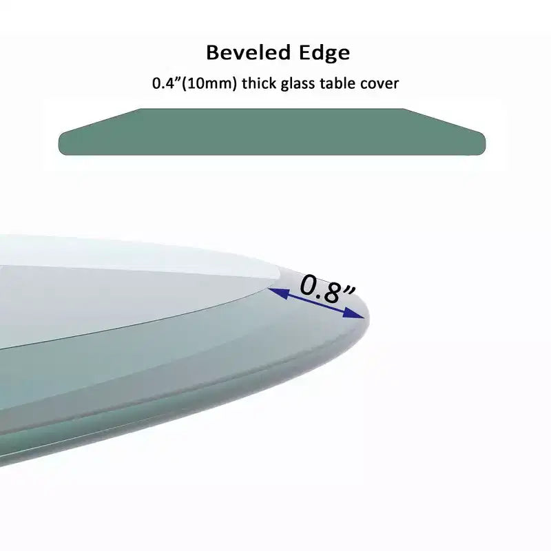 Dessus de table rond en verre de 30 pouces, résistant à l'usure, à la chaleur, à la corrosion, plateau de table en verre trempé de 2/5 pouces d'épaisseur avec bord biseauté poli