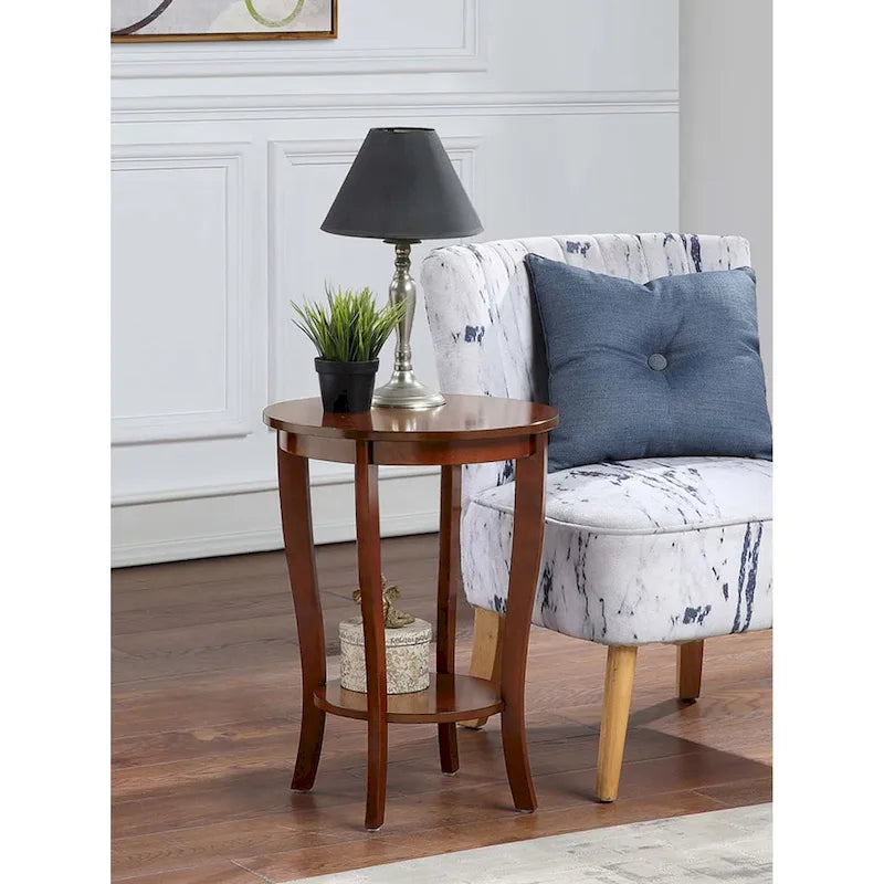 Table d'appoint ronde avec étagère American Heritage de Convenience Concepts