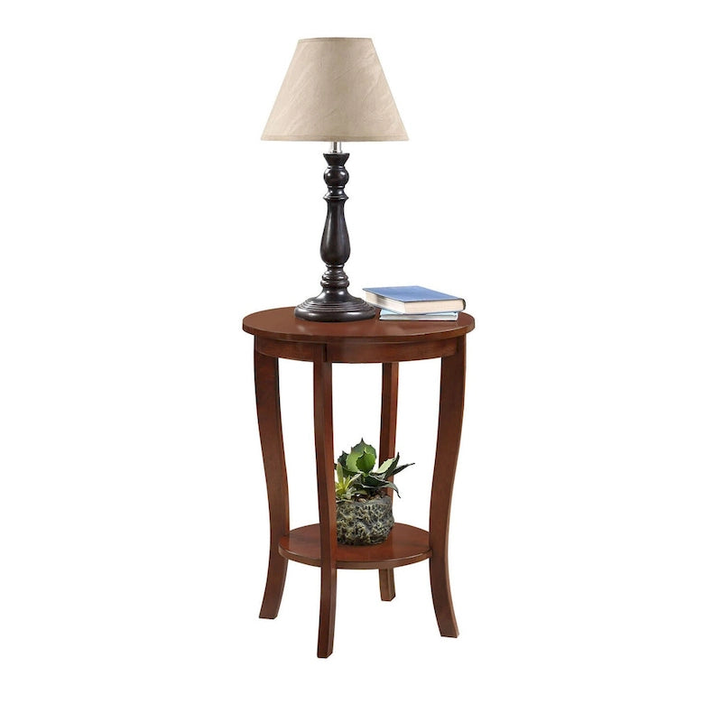 Table d'appoint ronde avec étagère American Heritage de Convenience Concepts